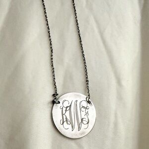 Stella & Dot Silver Monogram Necklace - Initials KFW